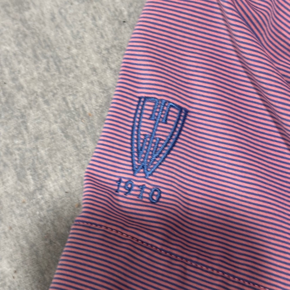 Vineyard Vines Mens XL Performance Polo Shirt Pink Purple Stripe Short Sleeve - Picture 7 of 8